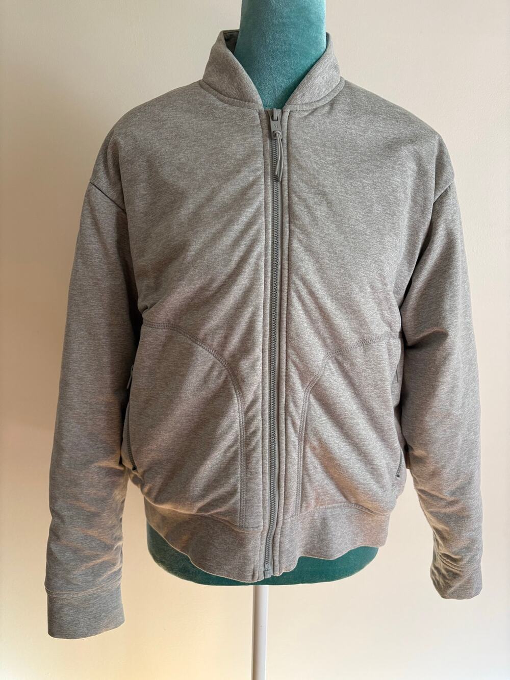 Vuori Halo Mini Full Zip Hoodie Grey DreamKnit Performance Jacket Small Heather